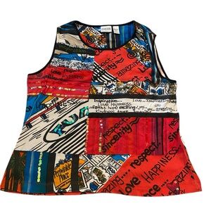 Chico's Colorful Graphic Tank Top. Size 3